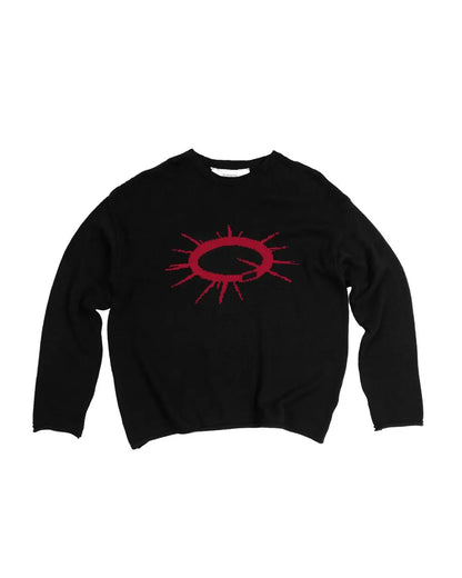RED ON BLACK COLLAR KNIT