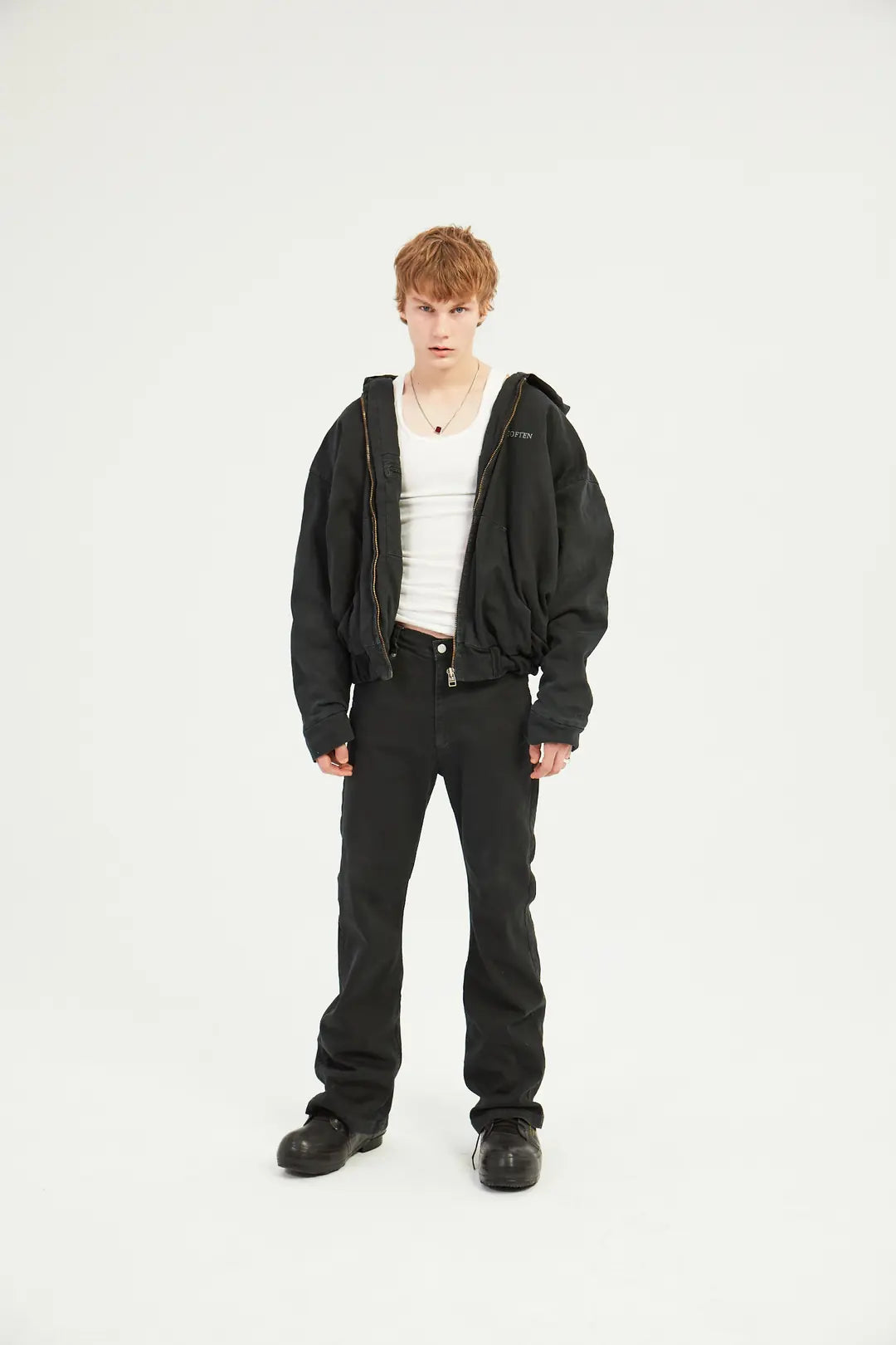 BLACK CANVAS HOODED JACKET