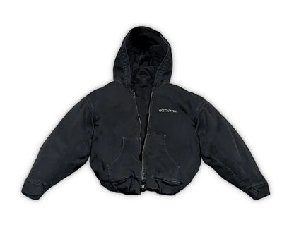BLACK CANVAS HOODED JACKET