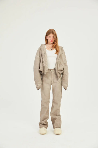 WASHED CANVAS HOODED JACKET