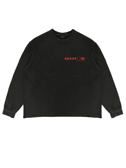BLACK DISTRESSED CROSS LONGSLEEVE