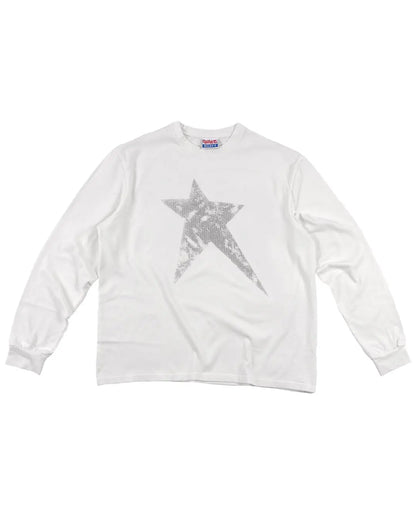 WHITE TRAUMA STAR LONGSLEEVE