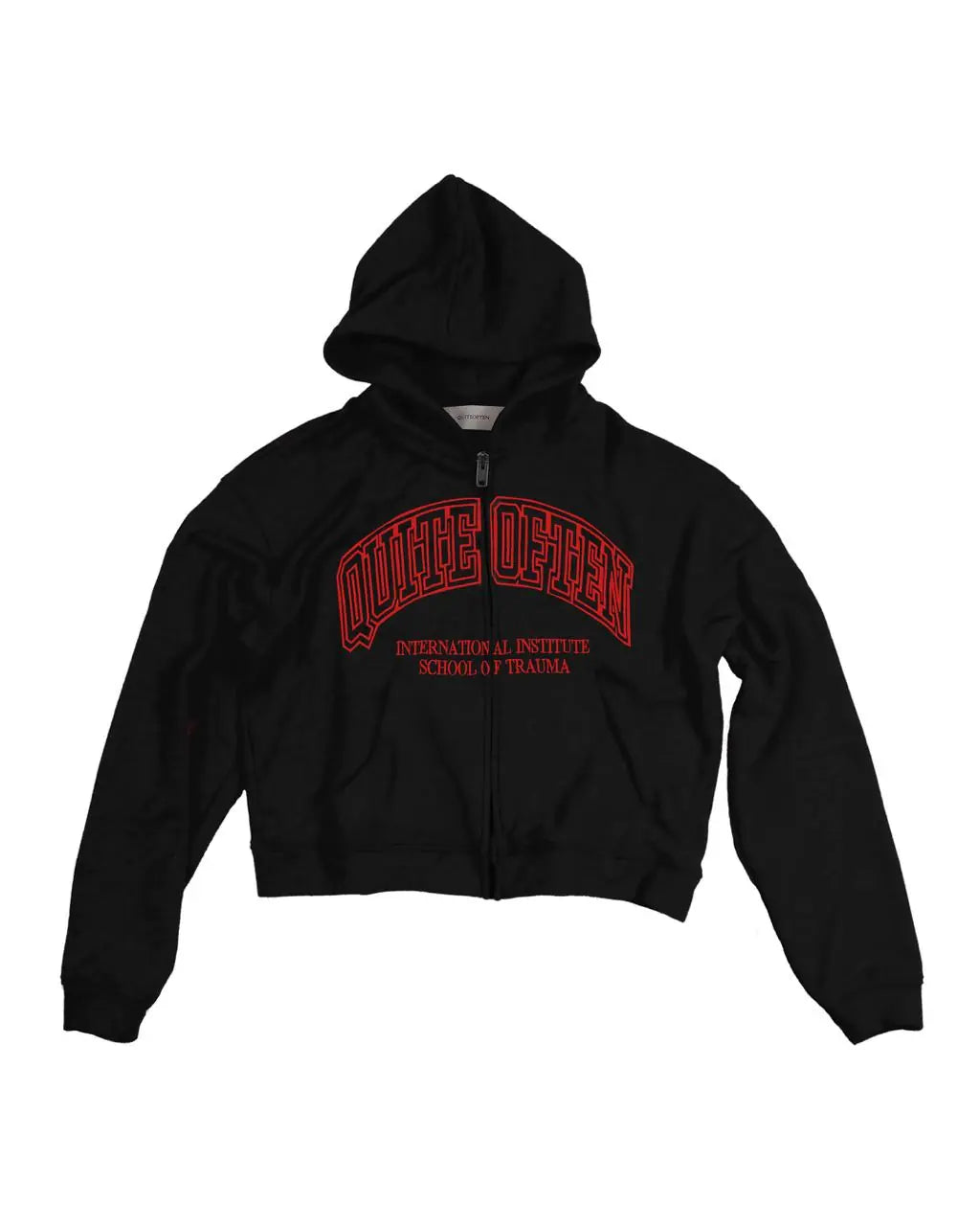 RED ON BLACK COLLEGE ZIP HOODIE