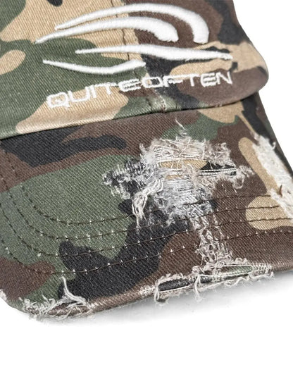 CAMO DISTRESSED SPORTS LOGO HAT