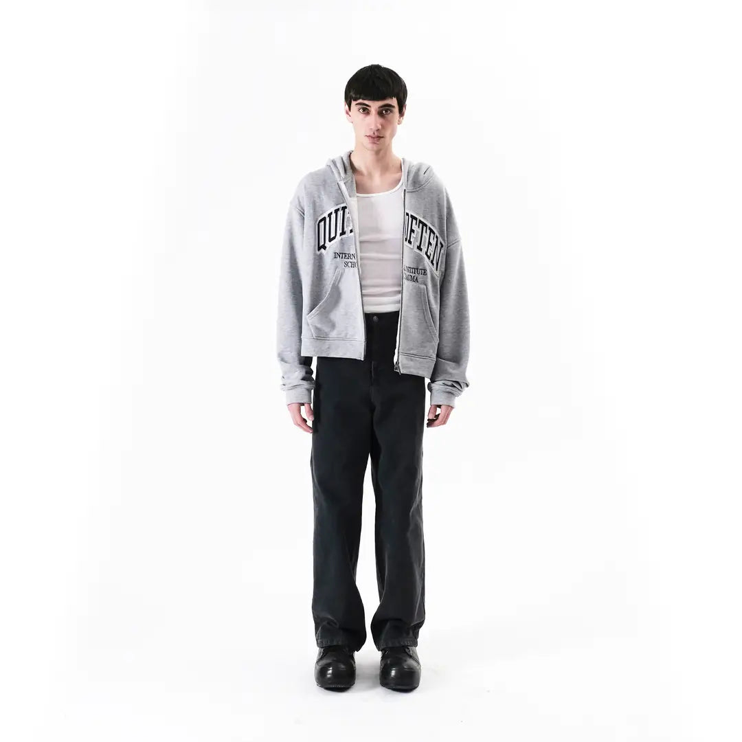 GREY COLLEGE ZIP HOODIE