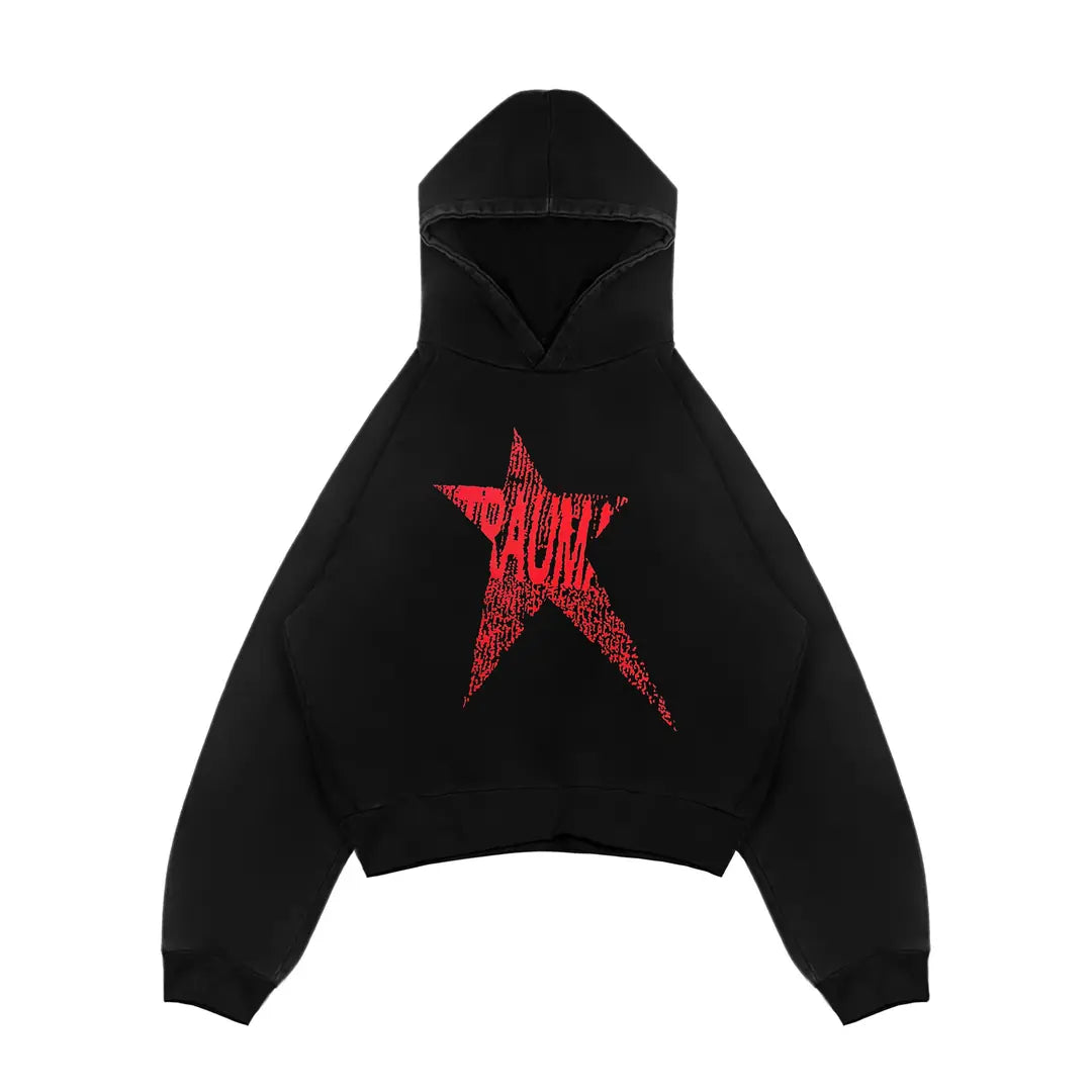 BLACK TRAUMA STAR HOODIE