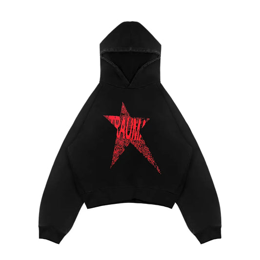 BLACK TRAUMA STAR HOODIE
