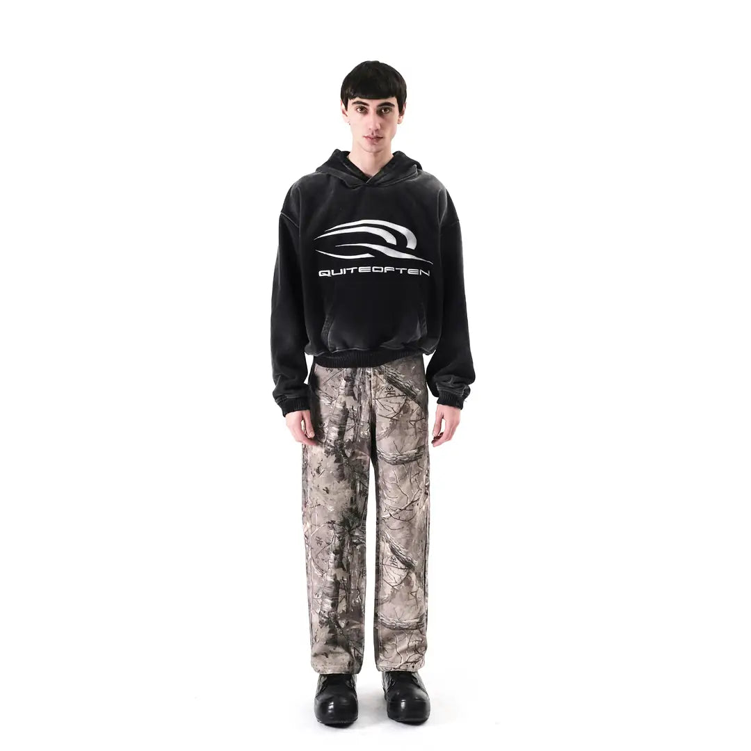 BLACK FADED LOGO HOODIE