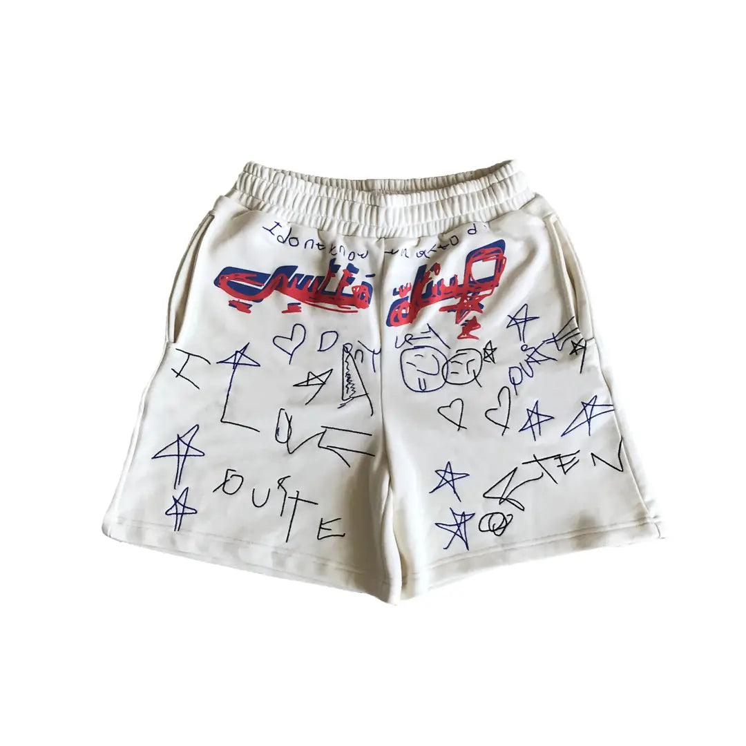EMBROIDERED & PUFF PRINT SHORTS