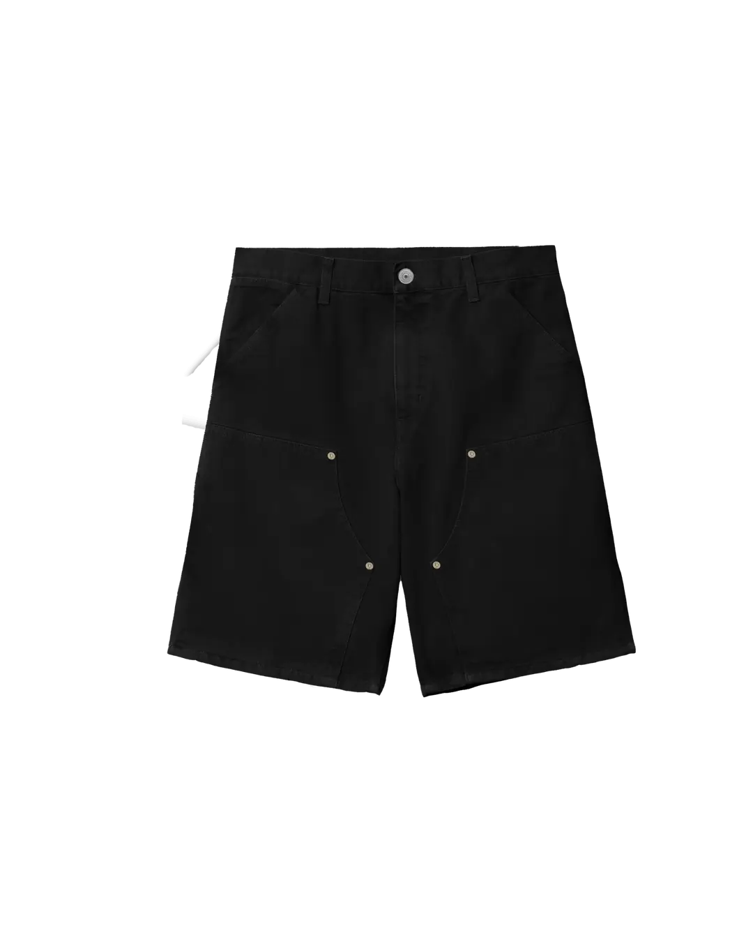 BLACK DOUBLE KNEE SHORTS