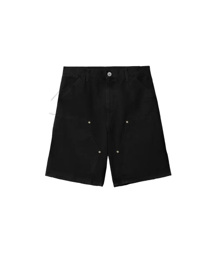 BLACK DOUBLE KNEE SHORTS