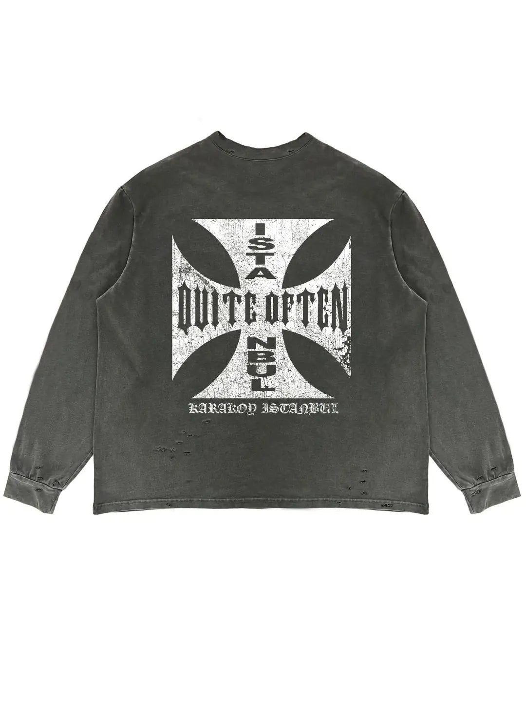 GREY DISTRESSED CROSS LONGSLEEVE