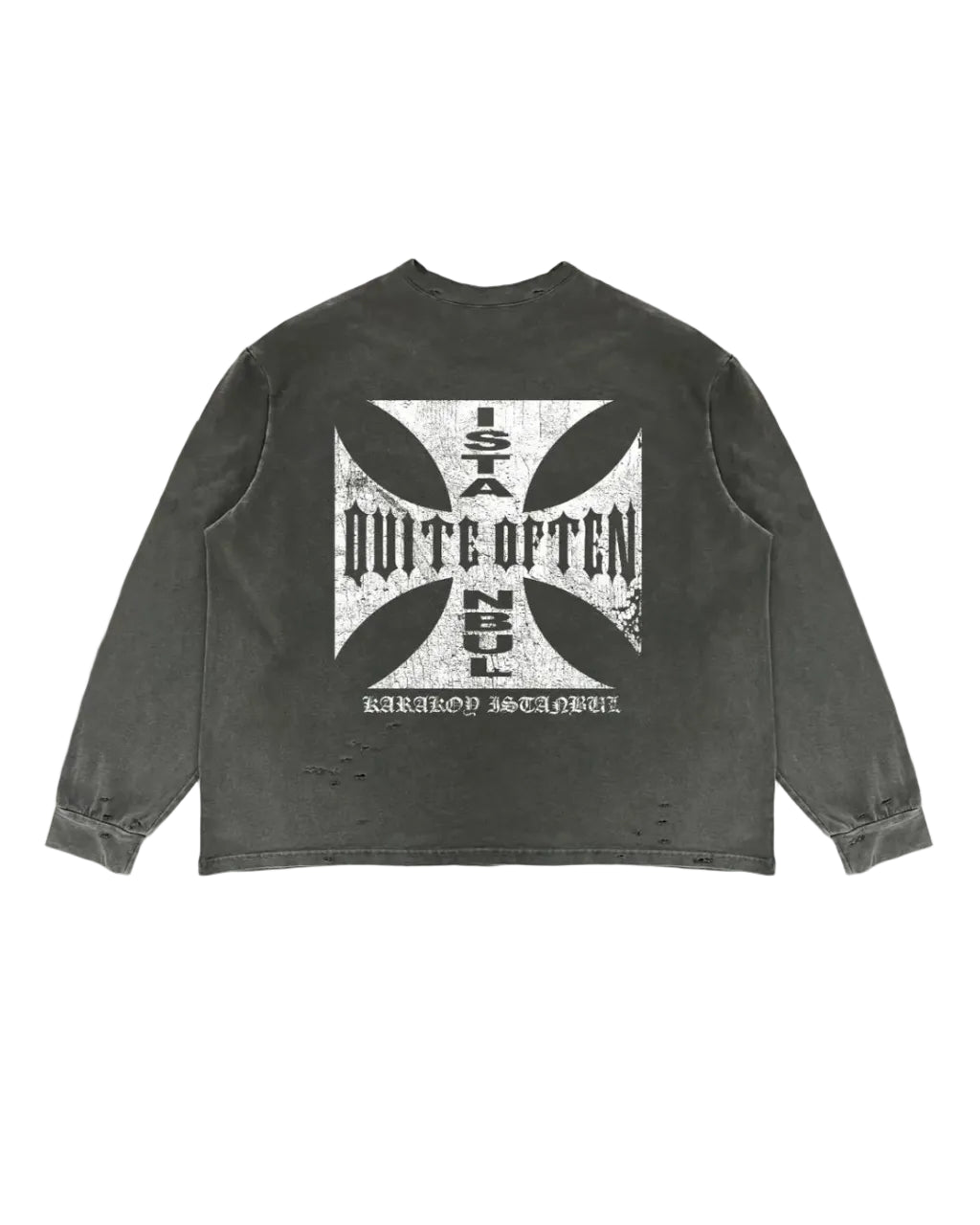 GREY DISTRESSED CROSS LONGSLEEVE