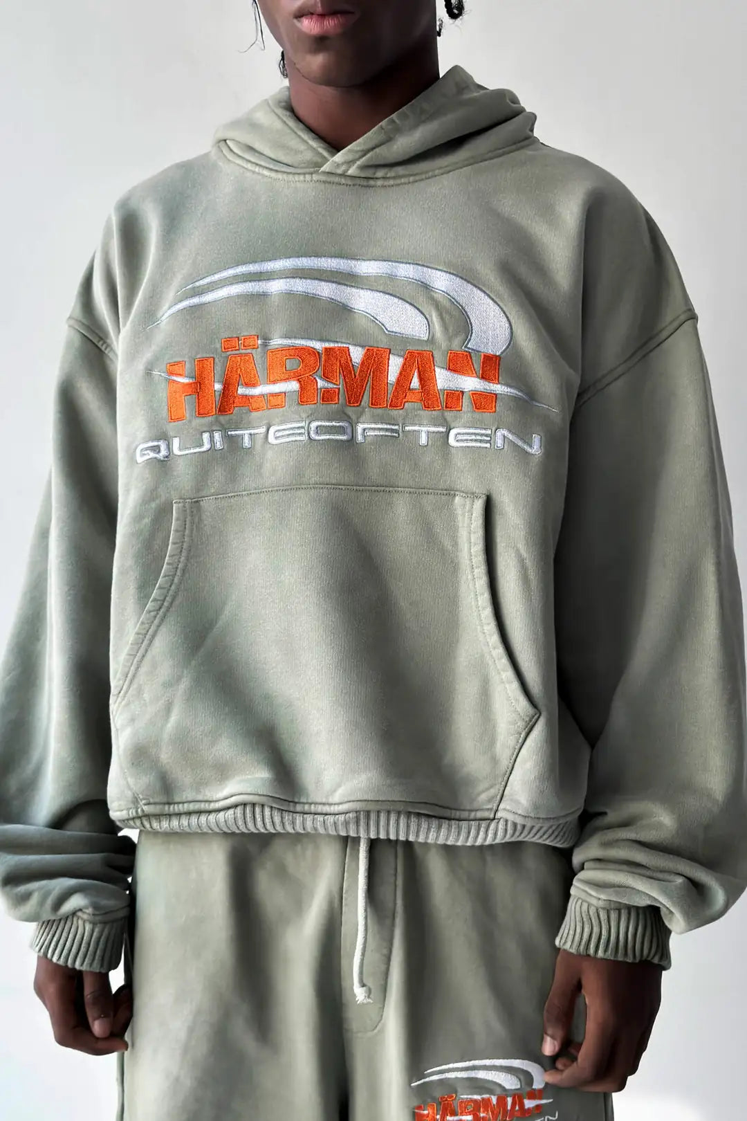 HÄRMAN QUITEOFTEN LOGO GREEN FADED HOODIE