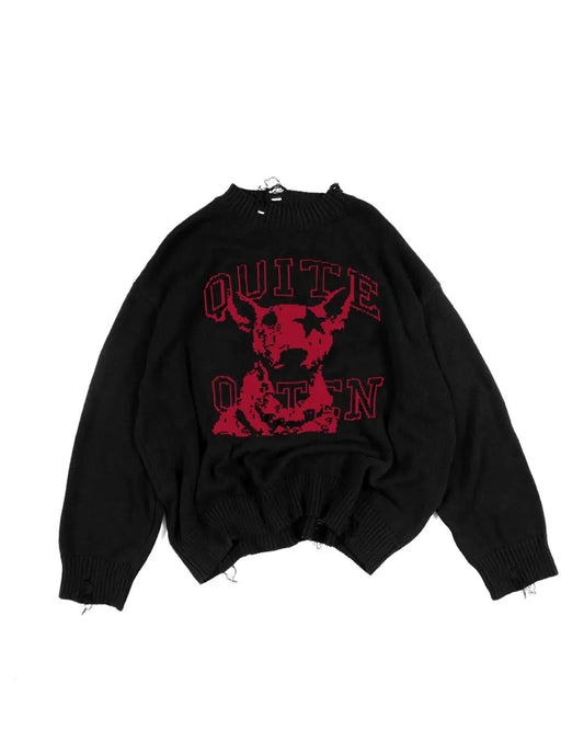 RED ON BLACK DOG STAR KNIT