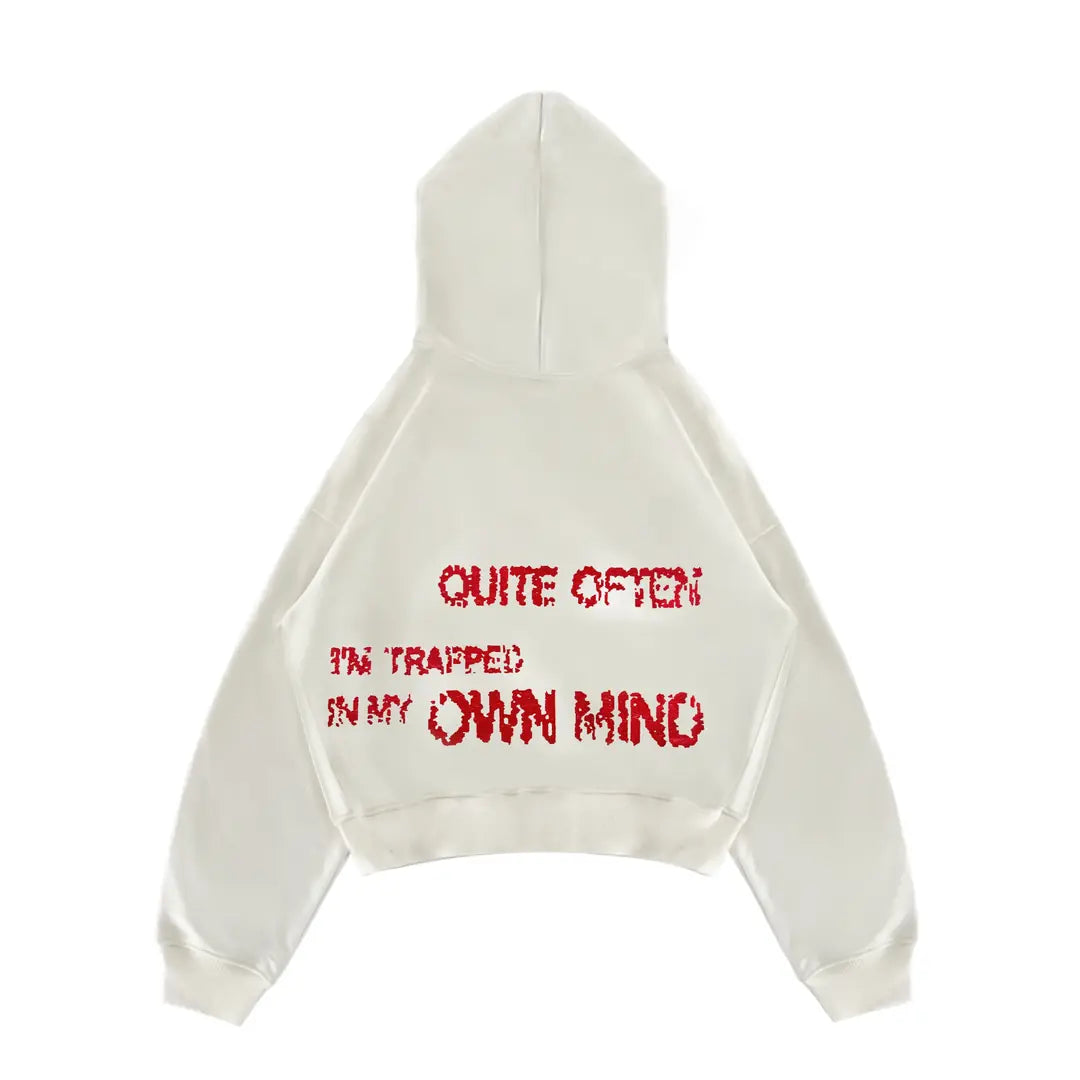 WHITE TRAUMA STAR HOODIE