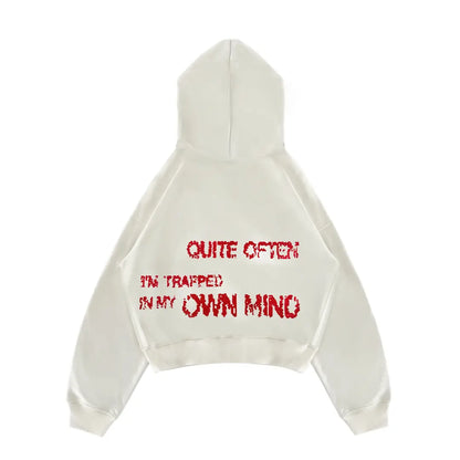 WHITE TRAUMA STAR HOODIE