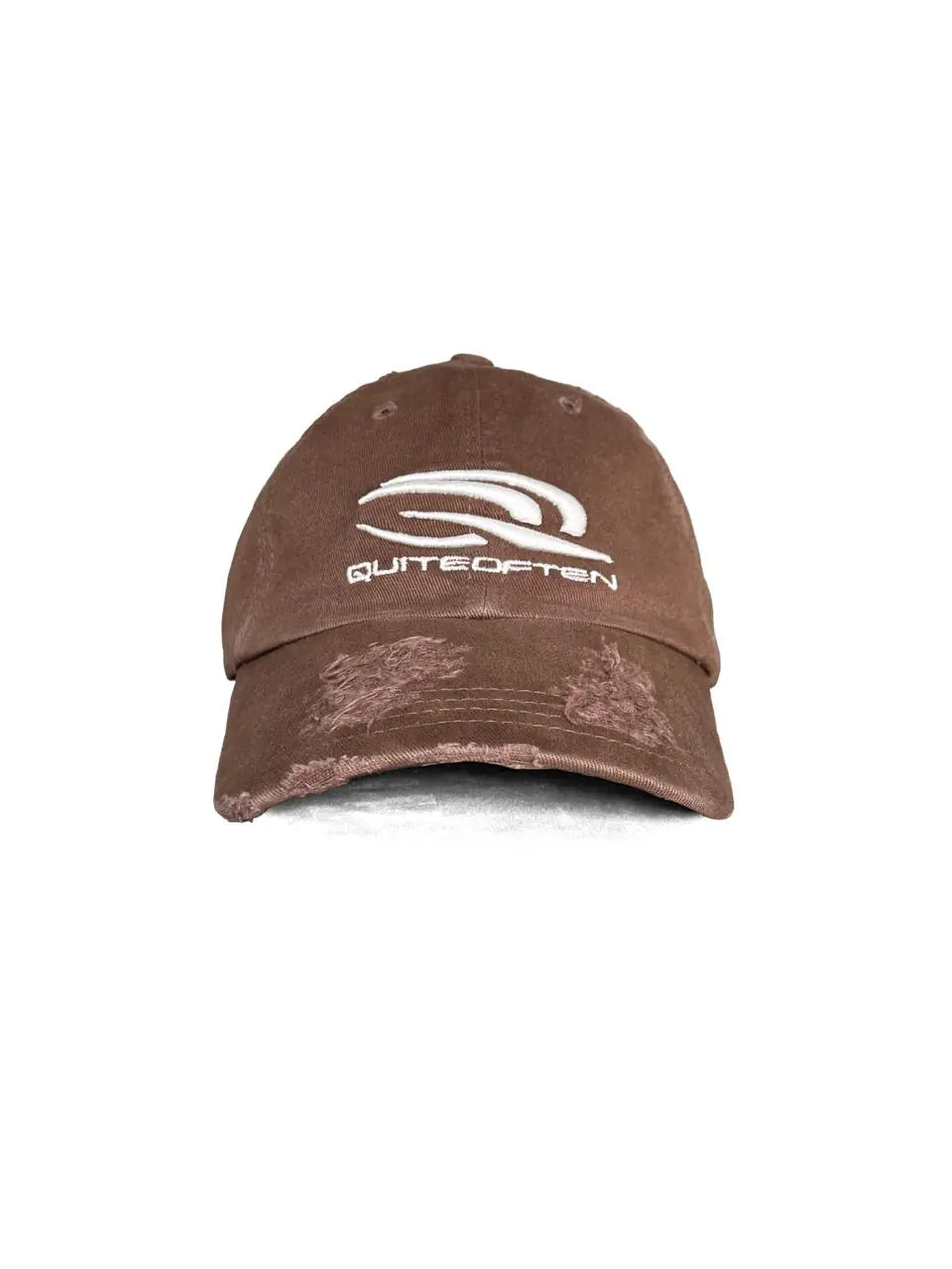BROWN DISTRESSED SPORTS LOGO HAT