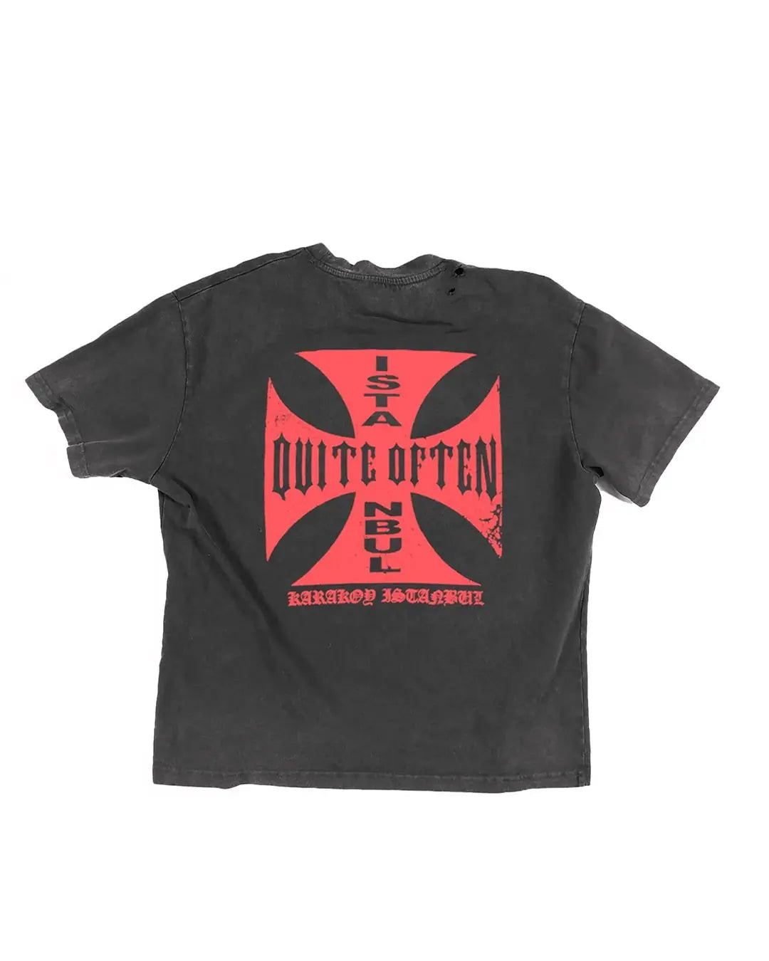 BLACK DISTRESSED CROSS TEE