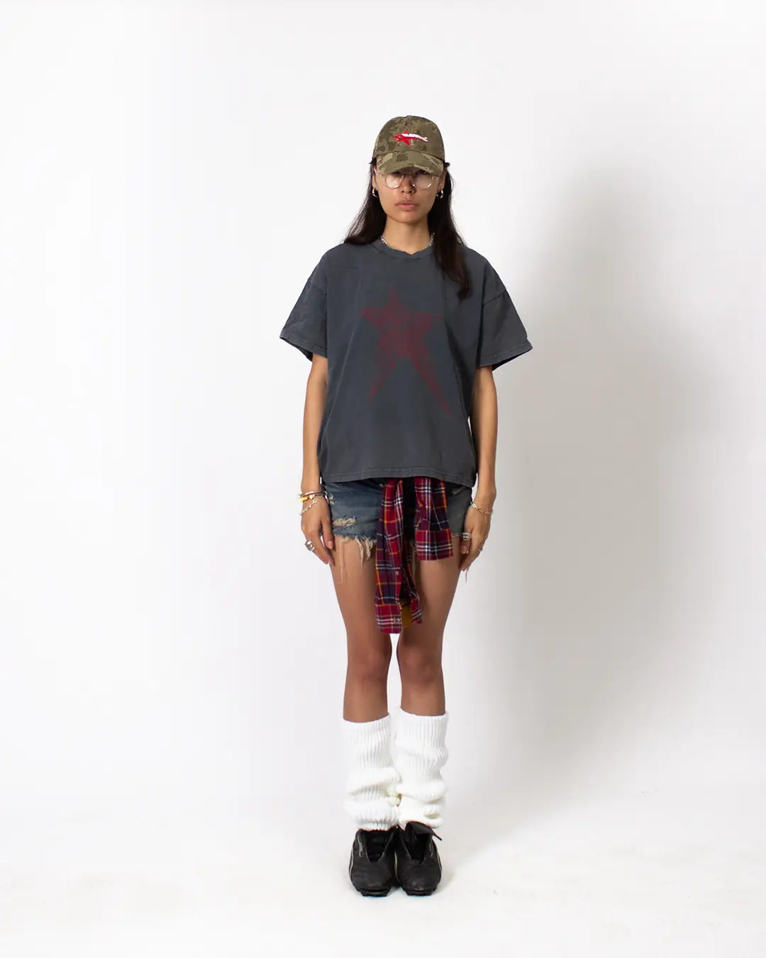 GREY CROPPED TRAUMA STAR TEE