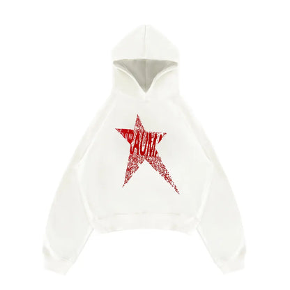 WHITE TRAUMA STAR HOODIE
