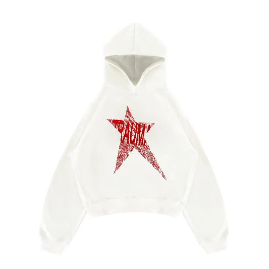 WHITE TRAUMA STAR HOODIE