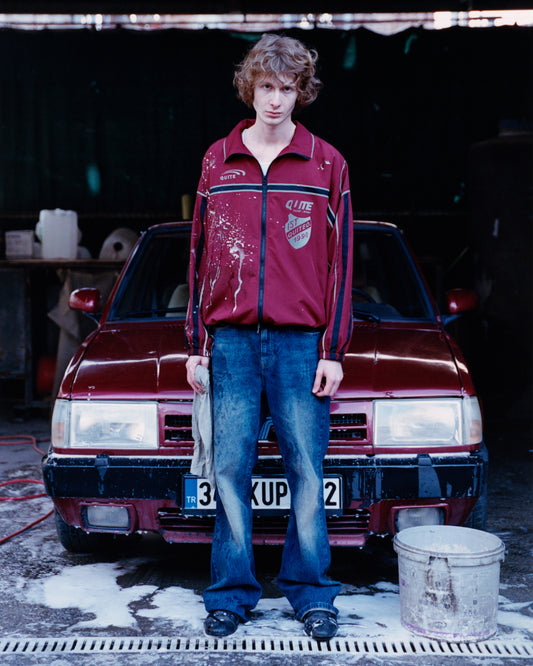 RED BLUE PANELED TRACK JACKET