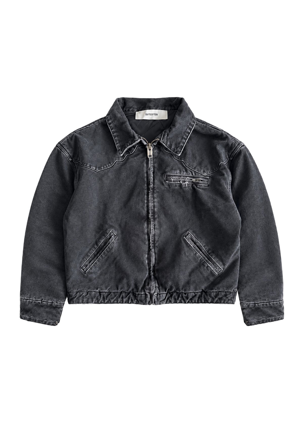 WASHED BLACK PANELED CANVAS JACKET