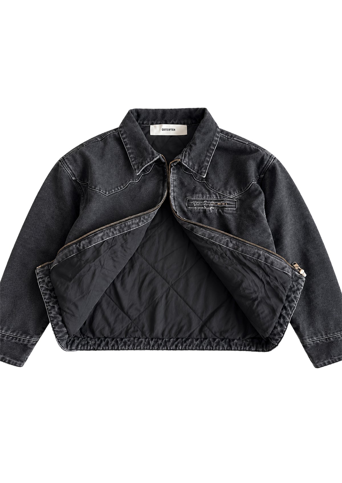 WASHED BLACK PANELED CANVAS JACKET