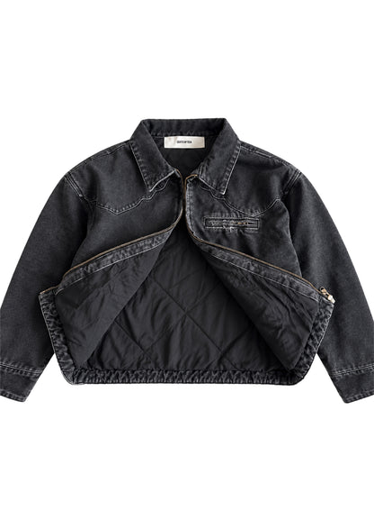WASHED BLACK PANELED CANVAS JACKET