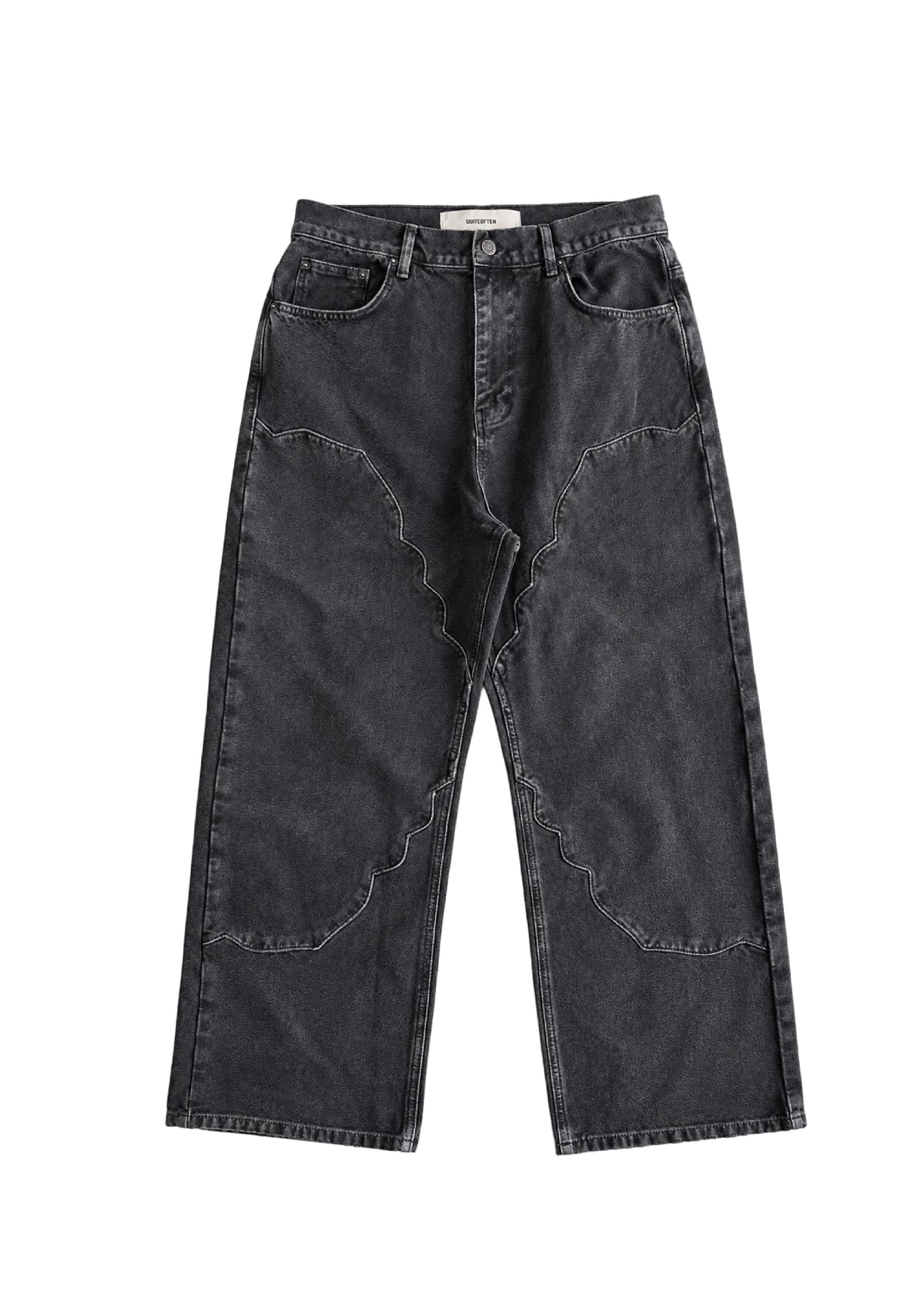 WASHED BLACK PANELED CANVAS PANTS