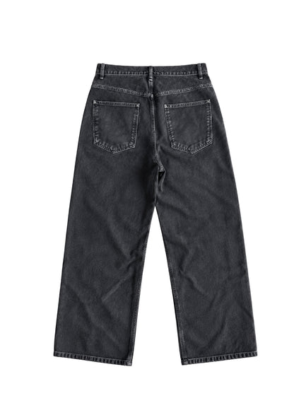 WASHED BLACK PANELED CANVAS PANTS