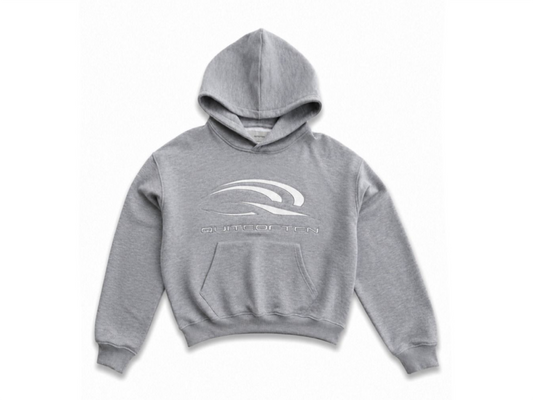 GREY MELANGE SPORTS LOGO HOODIE