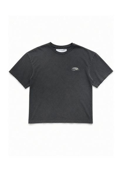 BLACK FADED SPORTS LOGO TEE