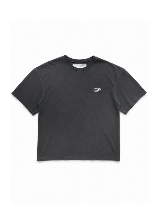 BLACK FADED SPORTS LOGO TEE