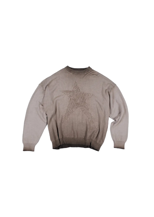 WASHED TRAUMA STAR KNIT SAND