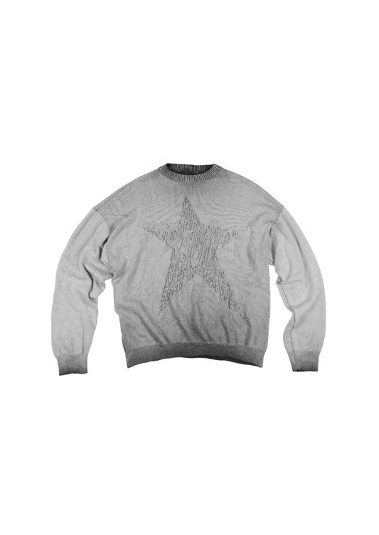 WASHED TRAUMA STAR KNIT GREY